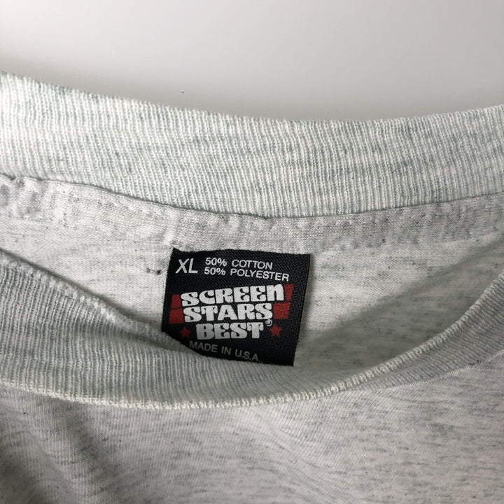 90'S SCREEN STARS Printed T-shirt Made in USA Men's XL Vintage cotton gray type Vintage Second Hand