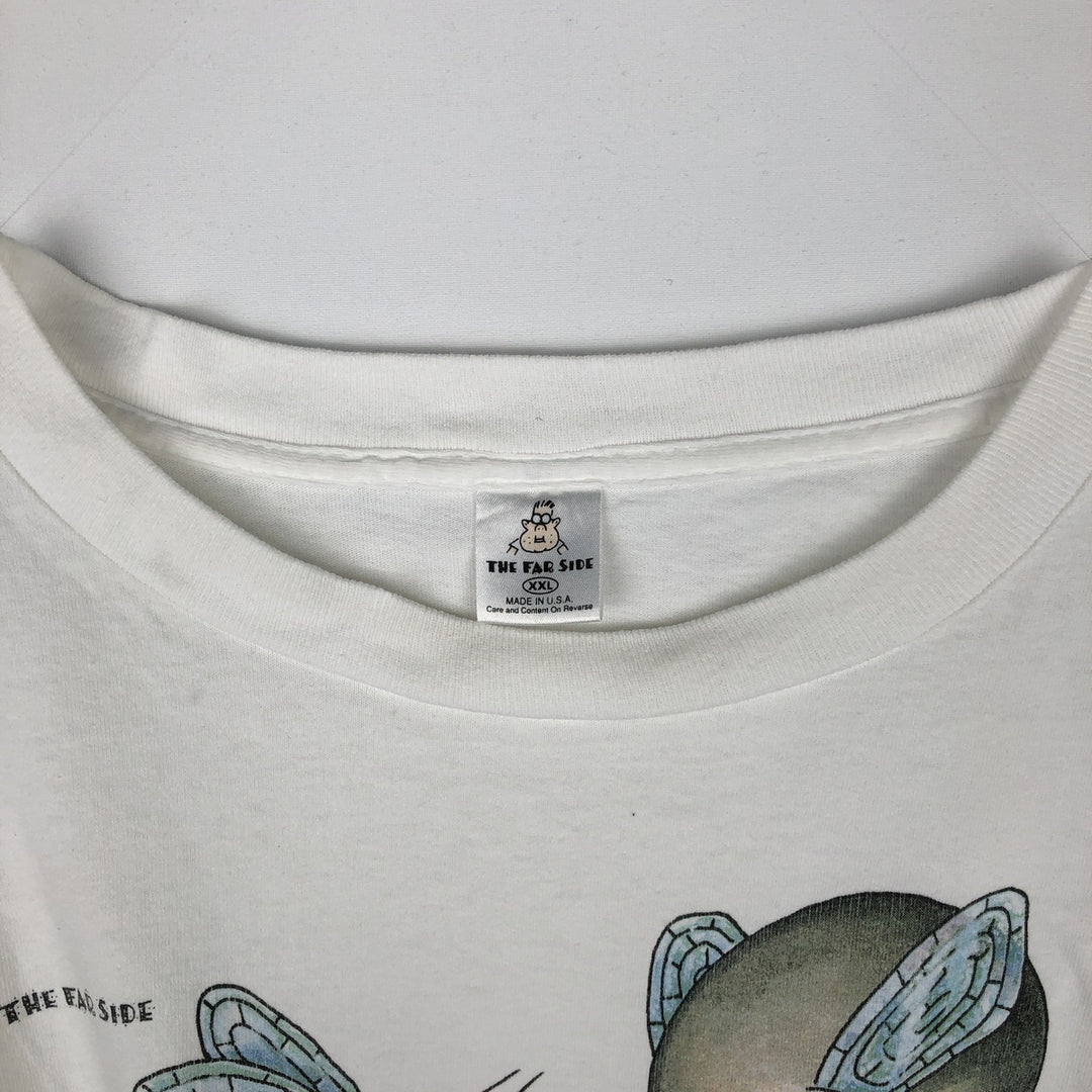 80'S THE FAR SIDE Print T-Shirt, Made in USA, Men's XXL equivalent, Vintage cotton white type Vintage Second Hand