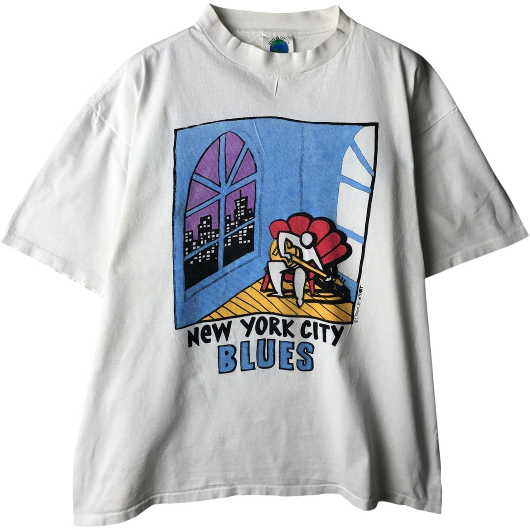90'S UNIVERSITEES Print T-Shirt, Made in USA, Men's XL equivalent, Vintage cotton white type Vintage Second Hand