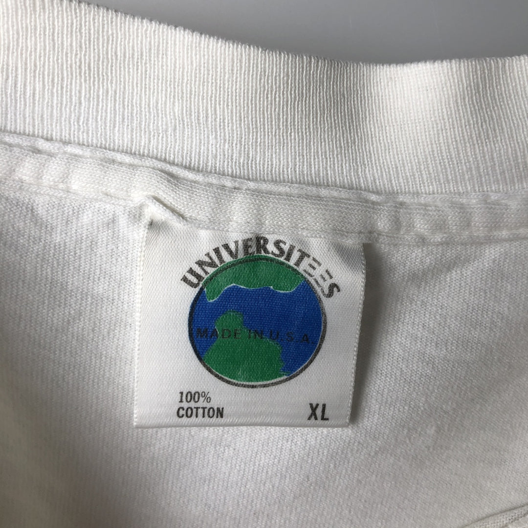 90'S UNIVERSITEES Print T-Shirt, Made in USA, Men's XL equivalent, Vintage cotton white type Vintage Second Hand