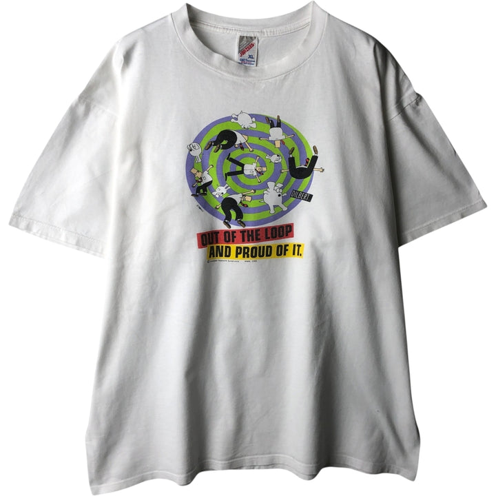 90'S Jerzees DILBERT Print T-Shirt, Made in USA, Men's XL (approx.), Vintage cotton white type Vintage Second Hand