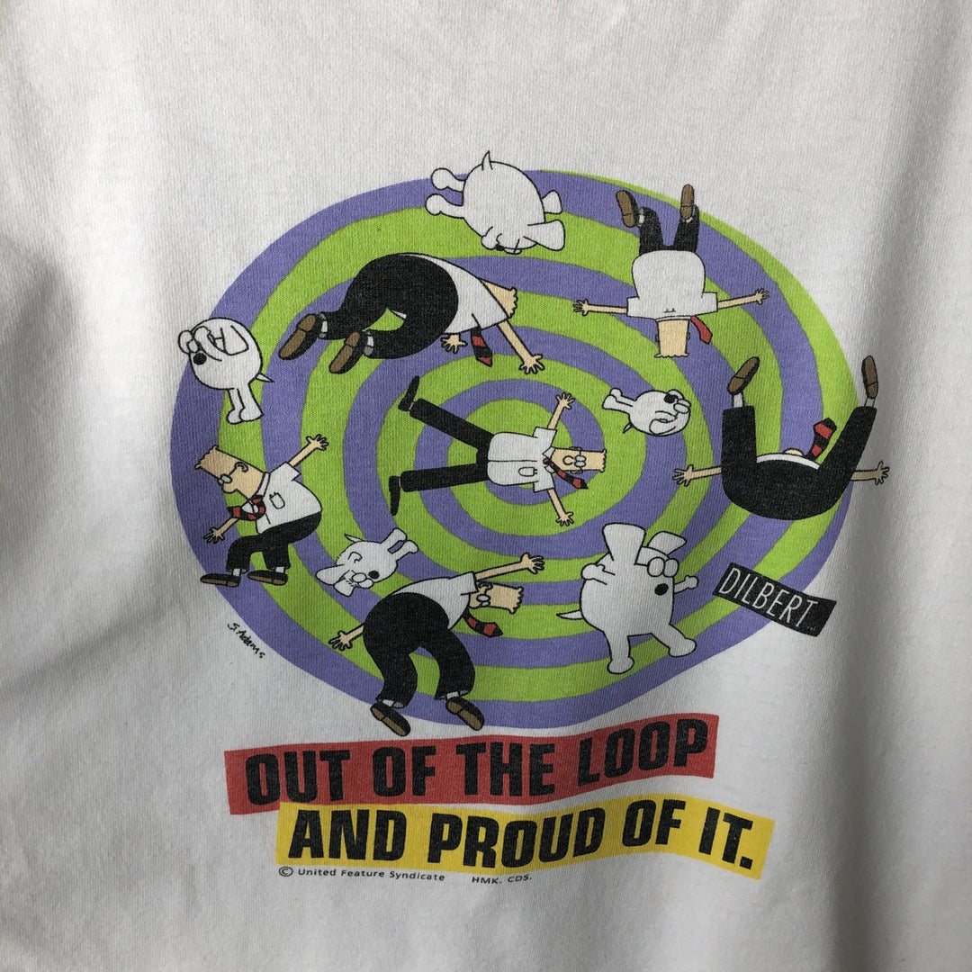 90'S Jerzees DILBERT Print T-Shirt, Made in USA, Men's XL (approx.), Vintage cotton white type Vintage Second Hand