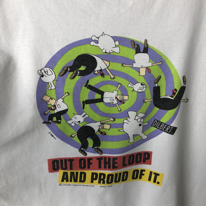 90'S Jerzees DILBERT Print T-Shirt, Made in USA, Men's XL (approx.), Vintage cotton white type Vintage Second Hand
