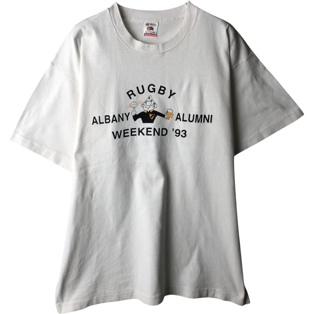 90'S Fruit of the Loom printed T-shirt, made in the USA, men's XL size, vintage cotton white type Vintage Second Hand