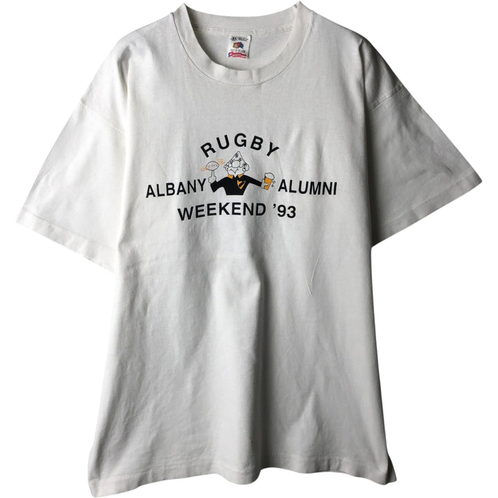 90'S Fruit of the Loom printed T-shirt, made in the USA, men's XL size, vintage cotton white type Vintage Second Hand