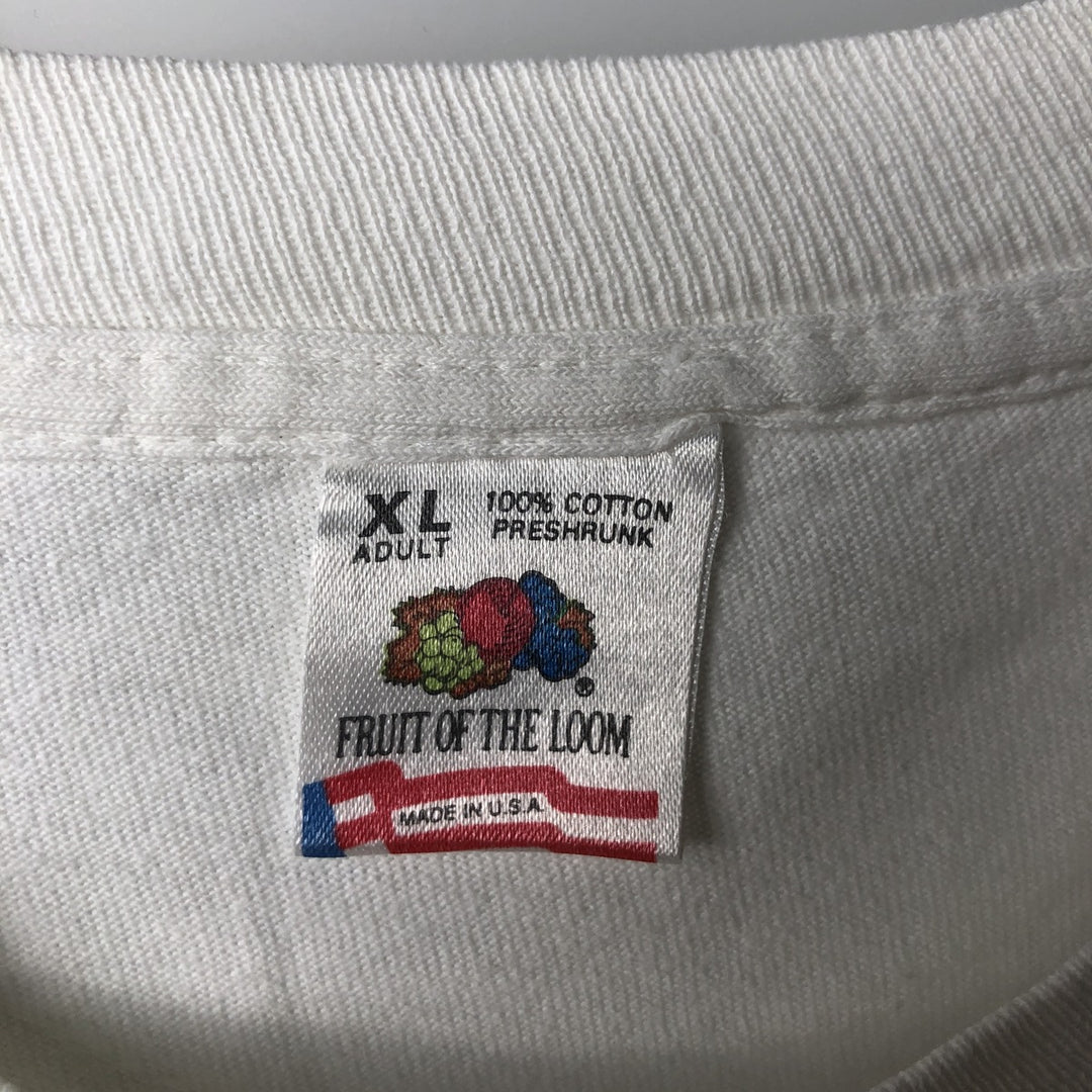90'S Fruit of the Loom printed T-shirt, made in the USA, men's XL size, vintage cotton white type Vintage Second Hand