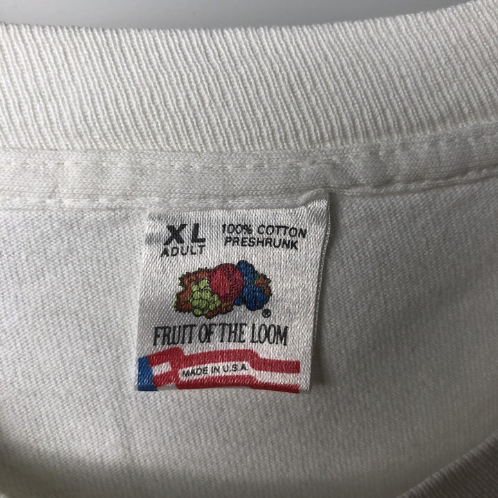 90'S Fruit of the Loom printed T-shirt, made in the USA, men's XL size, vintage cotton white type Vintage Second Hand