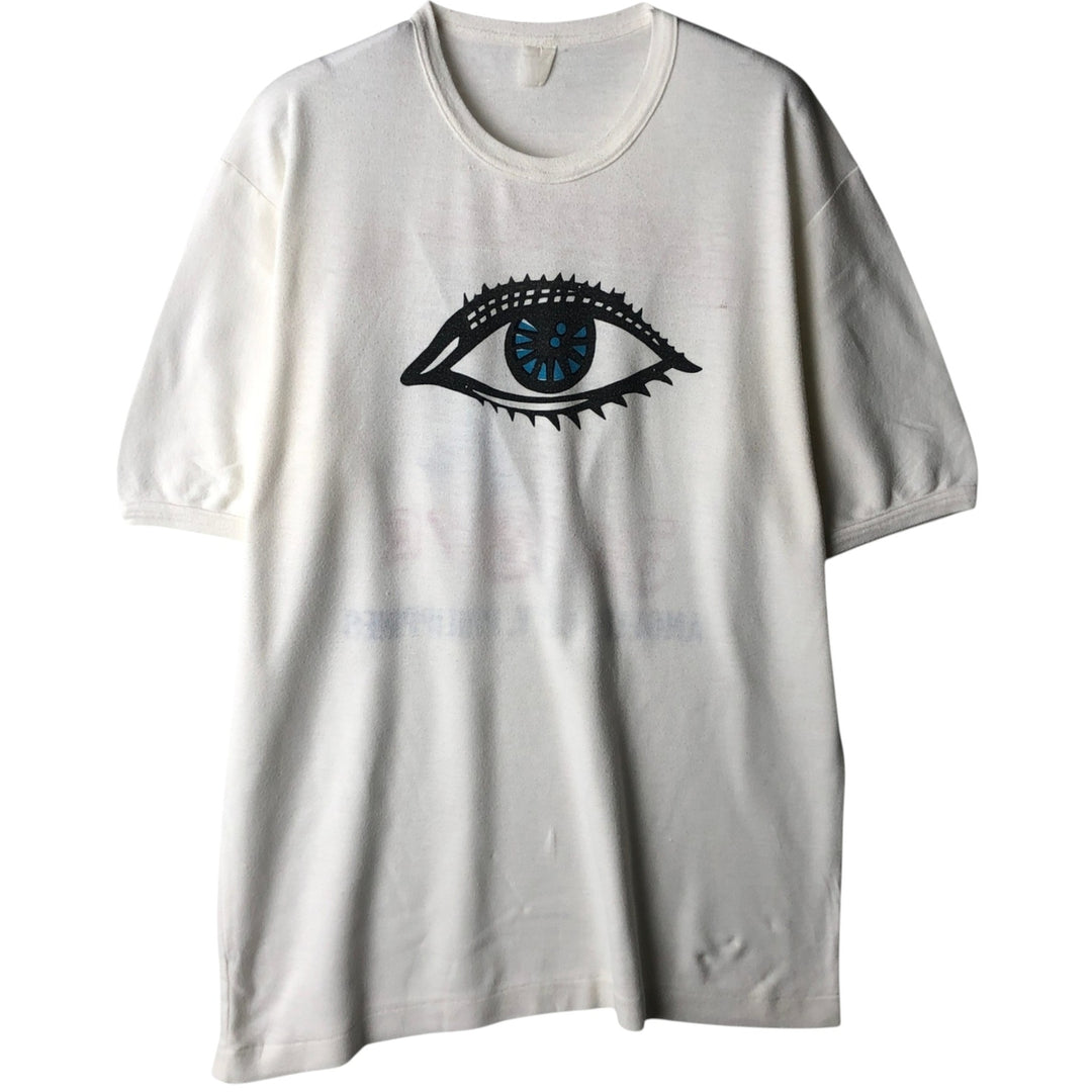 Printed T-shirt, Men's Size S (equivalent), Crew Neck, Vintage unclear white type Vintage Second Hand