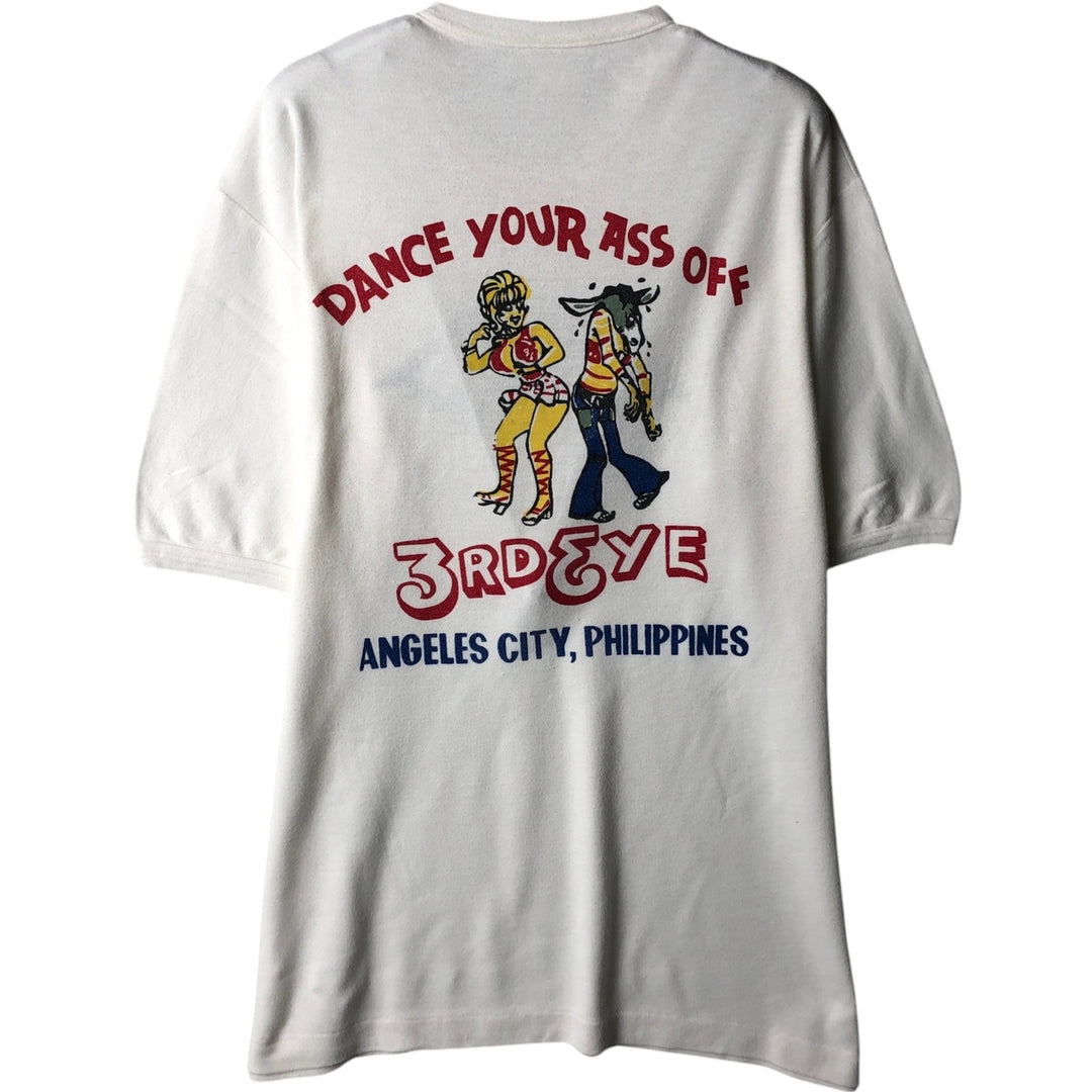 Printed T-shirt, Men's Size S (equivalent), Crew Neck, Vintage unclear white type Vintage Second Hand