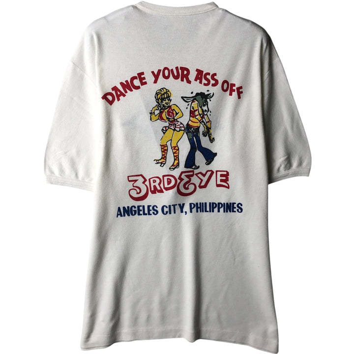 Printed T-shirt, Men's Size S (equivalent), Crew Neck, Vintage unclear white type Vintage Second Hand
