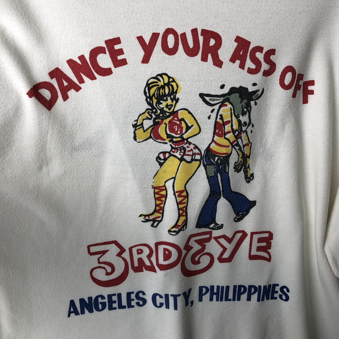 Printed T-shirt, Men's Size S (equivalent), Crew Neck, Vintage unclear white type Vintage Second Hand
