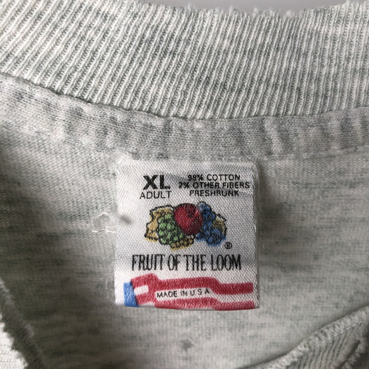 90'S Fruit of the Loom BUTT NAKED FISHING print T-shirt, Made in USA, Men's XL equivalent, Vintage cotton gray type Vintage Second Hand