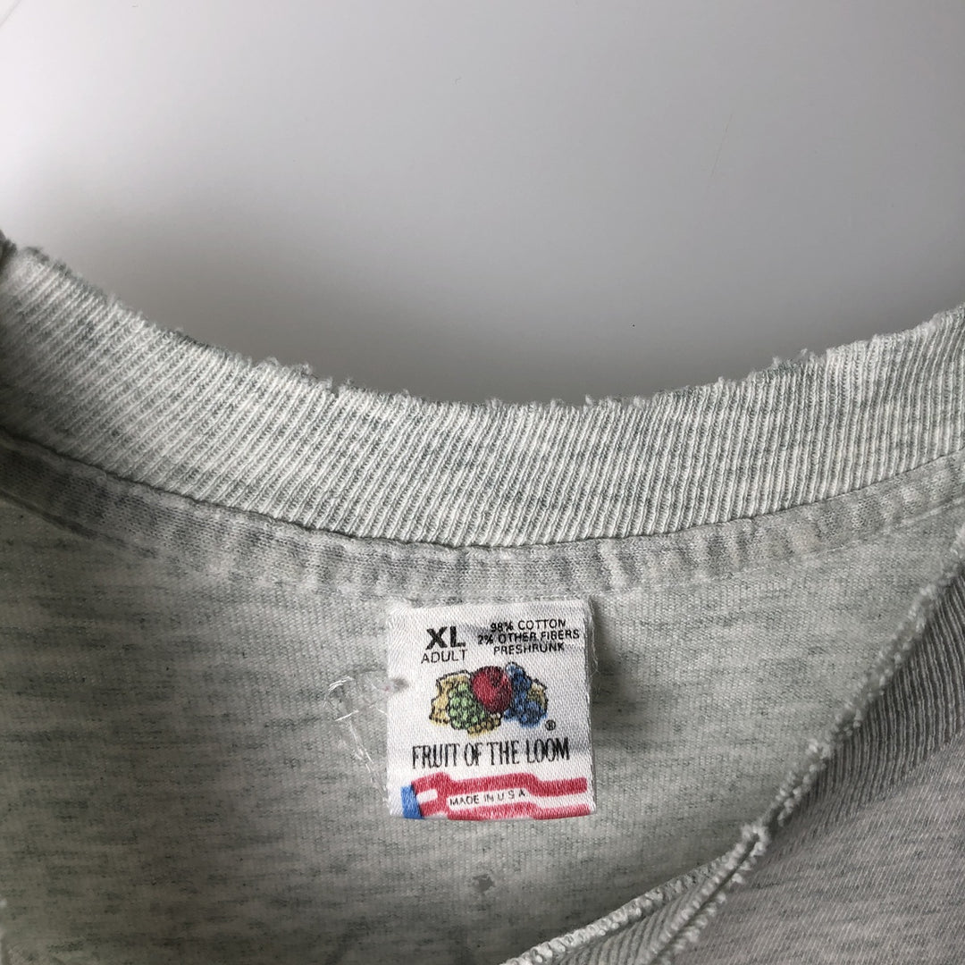 90'S Fruit of the Loom BUTT NAKED FISHING print T-shirt, Made in USA, Men's XL equivalent, Vintage cotton gray type Vintage Second Hand
