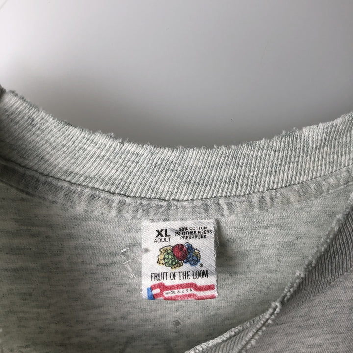 90'S Fruit of the Loom BUTT NAKED FISHING print T-shirt, Made in USA, Men's XL equivalent, Vintage cotton gray type Vintage Second Hand