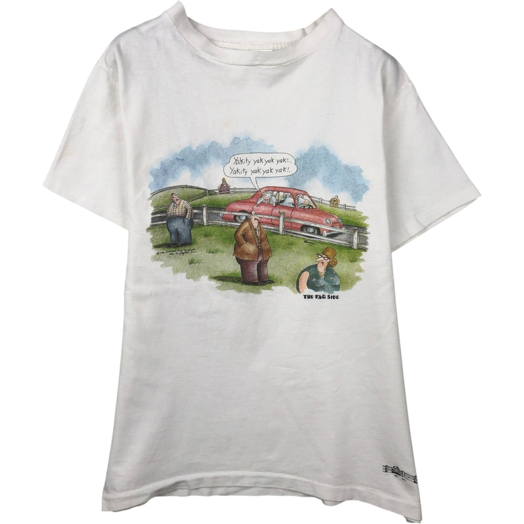 80'S The Far Side Print T-Shirt, Made in USA, Men's Size L (Equivalent), Vintage cotton white type Vintage Second Hand