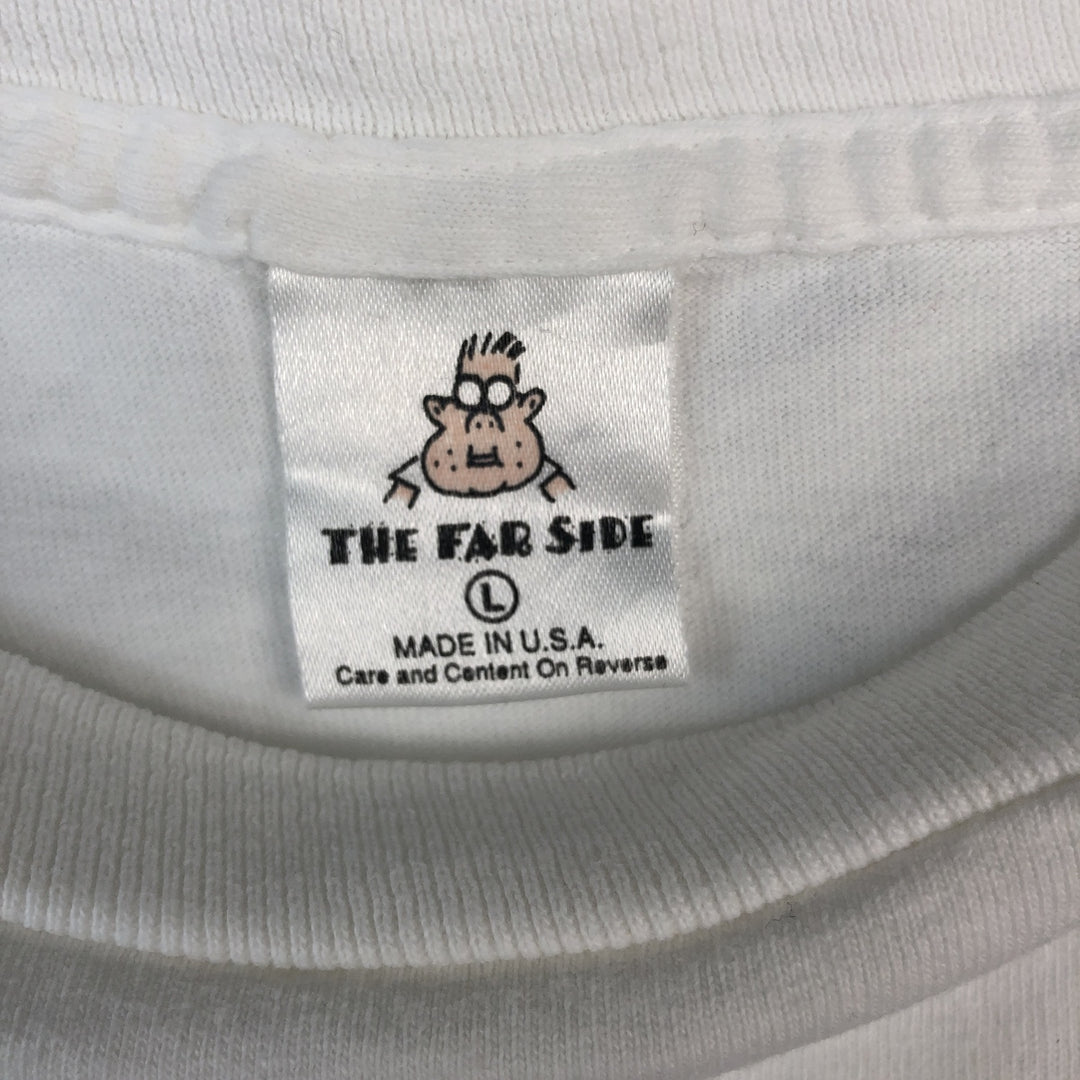 80'S The Far Side Print T-Shirt, Made in USA, Men's Size L (Equivalent), Vintage cotton white type Vintage Second Hand