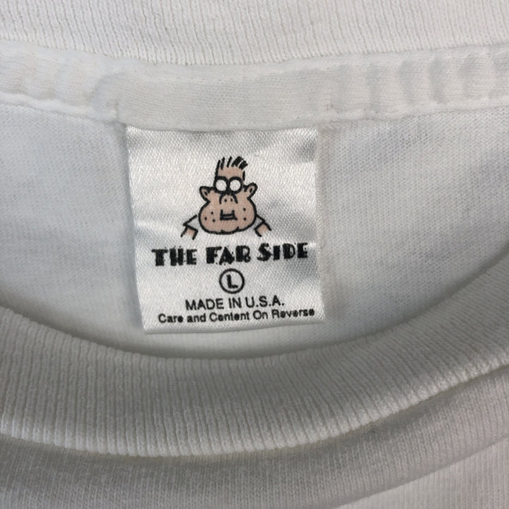 80'S The Far Side Print T-Shirt, Made in USA, Men's Size L (Equivalent), Vintage cotton white type Vintage Second Hand