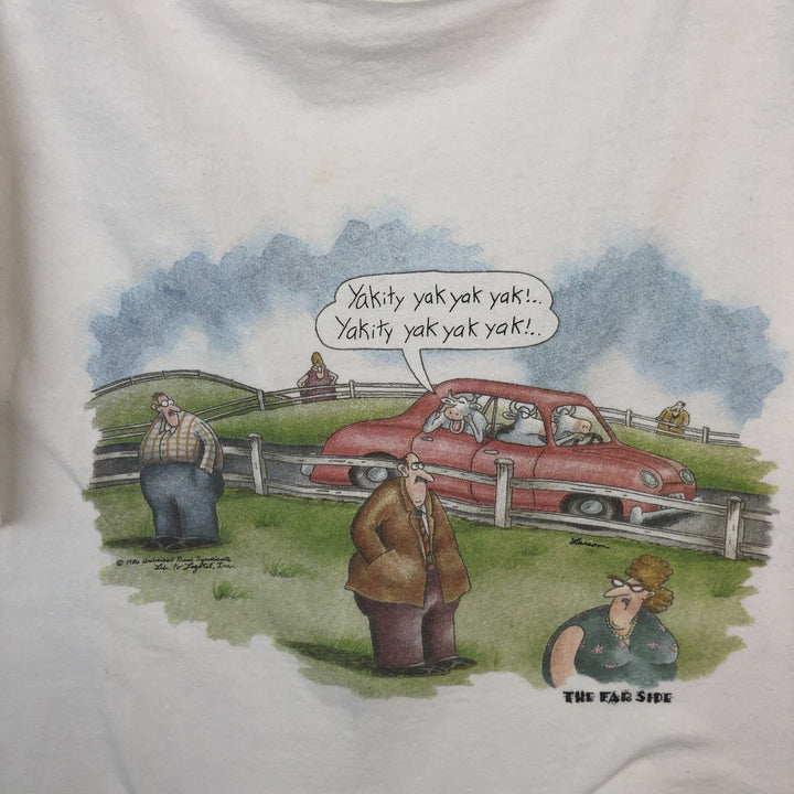 80'S The Far Side Print T-Shirt, Made in USA, Men's Size L (Equivalent), Vintage cotton white type Vintage Second Hand