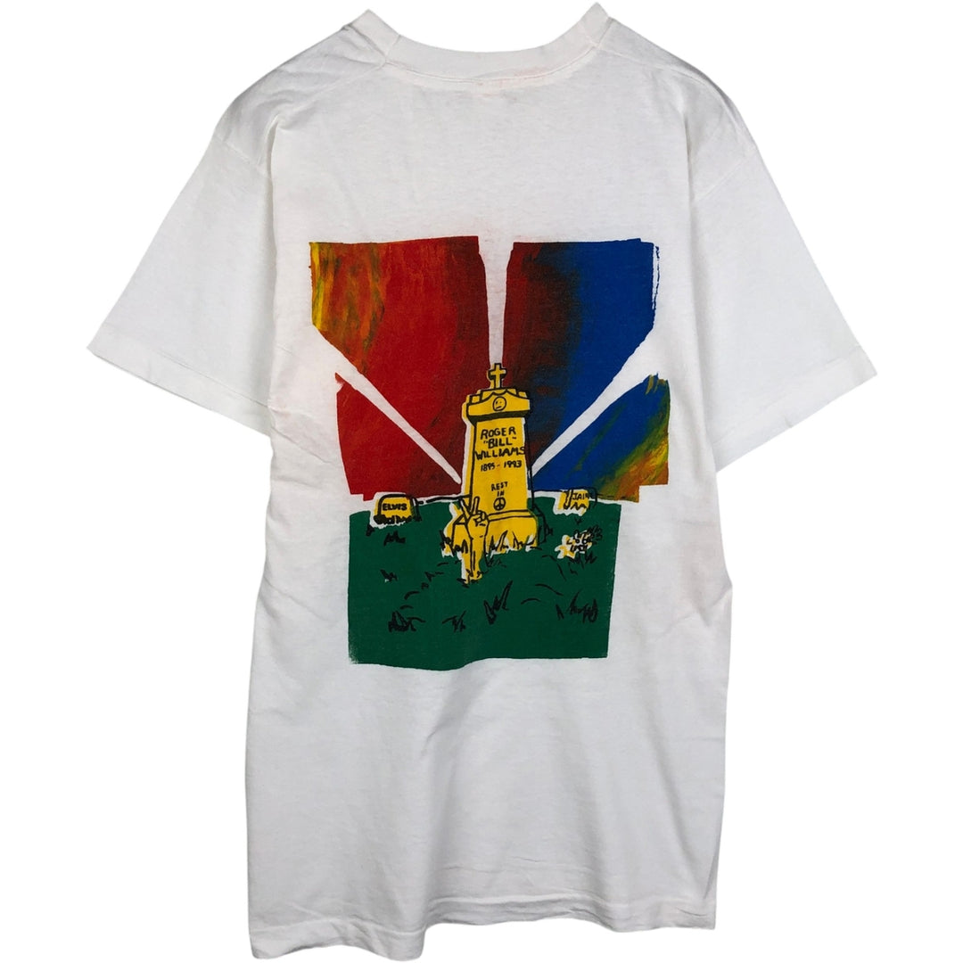 ~90'S Fruit of the Loom Art T-shirt, Men's Size L (approx.), Vintage unclear white type Vintage Second Hand