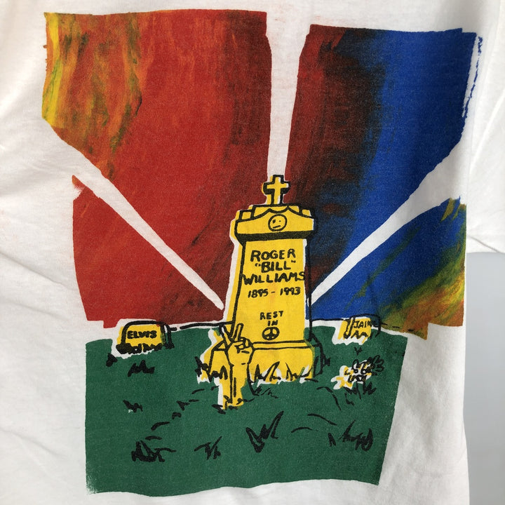 ~90'S Fruit of the Loom Art T-shirt, Men's Size L (approx.), Vintage unclear white type Vintage Second Hand