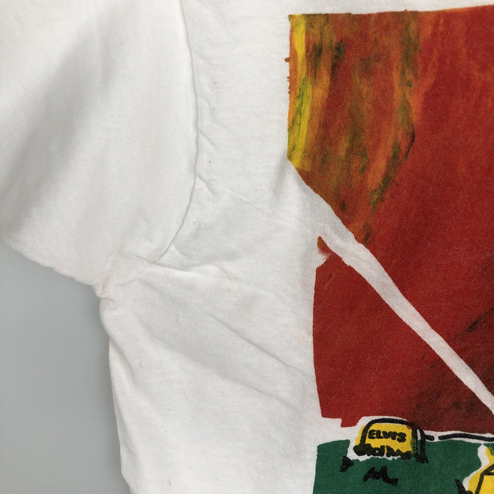 ~90'S Fruit of the Loom Art T-shirt, Men's Size L (approx.), Vintage unclear white type Vintage Second Hand