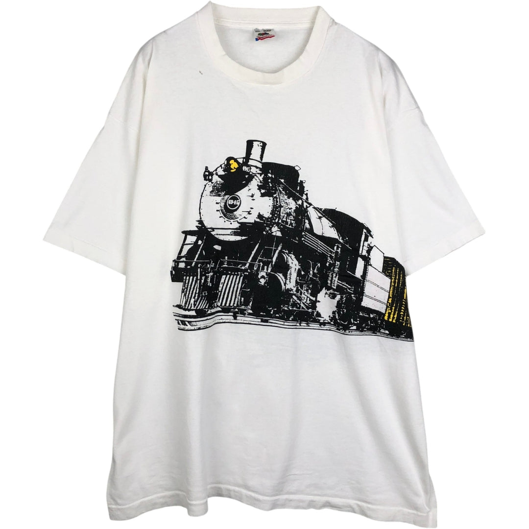 90'S Fruit of the Loom print T-shirt, Made in USA, Men's XXL cotton white type Vintage Second Hand
