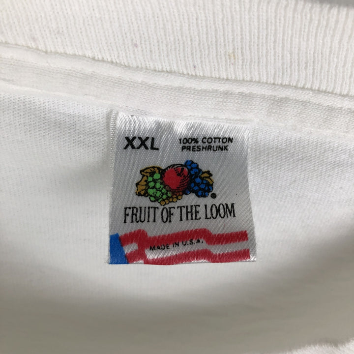 90'S Fruit of the Loom print T-shirt, Made in USA, Men's XXL cotton white type Vintage Second Hand