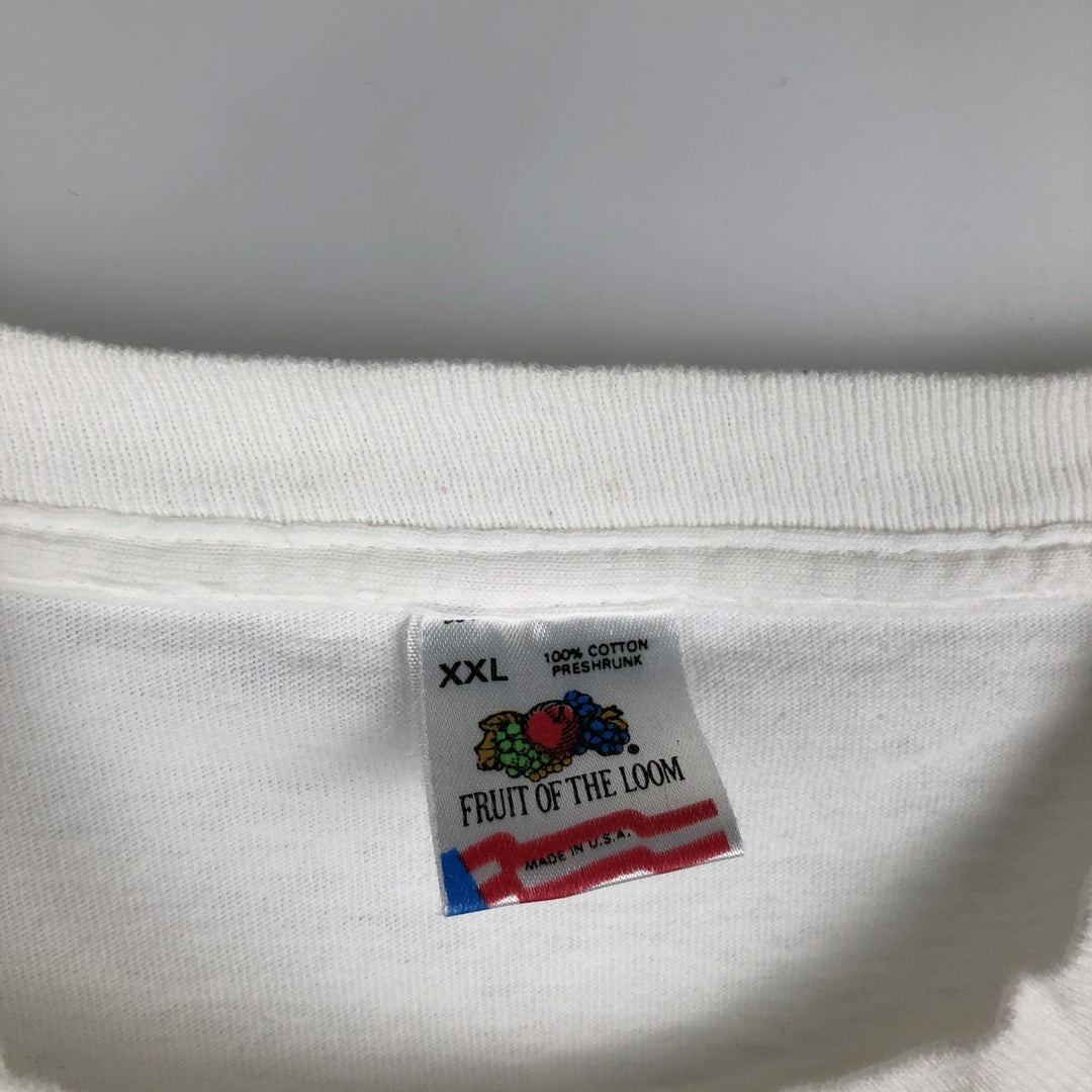 90'S Fruit of the Loom print T-shirt, Made in USA, Men's XXL cotton white type Vintage Second Hand