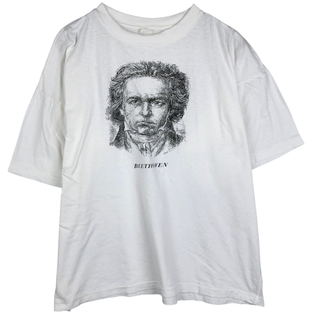 ~90'S Ludwig van Beethoven T-shirt, Men's XXL equivalent, Vintage cotton white type Vintage Second Hand