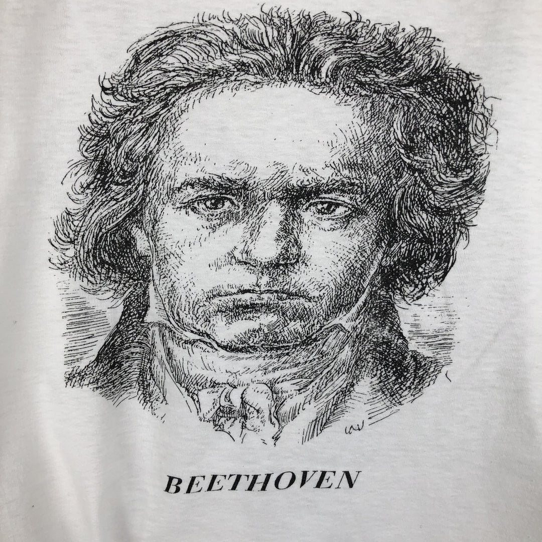 ~90'S Ludwig van Beethoven T-shirt, Men's XXL equivalent, Vintage cotton white type Vintage Second Hand