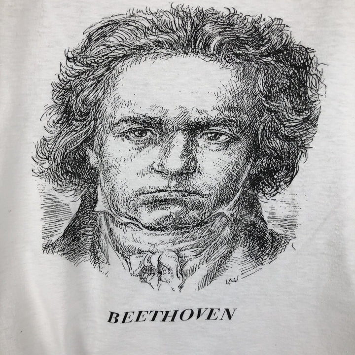~90'S Ludwig van Beethoven T-shirt, Men's XXL equivalent, Vintage cotton white type Vintage Second Hand