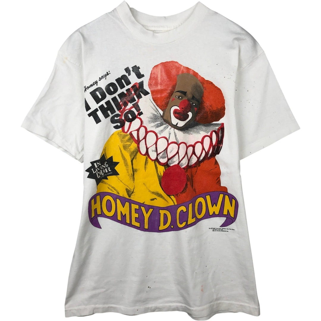 90'S In Living Color Homey D. Clown Print T-Shirt, Men's Size S (Equivalent), Vintage unclear white type Vintage Second Hand