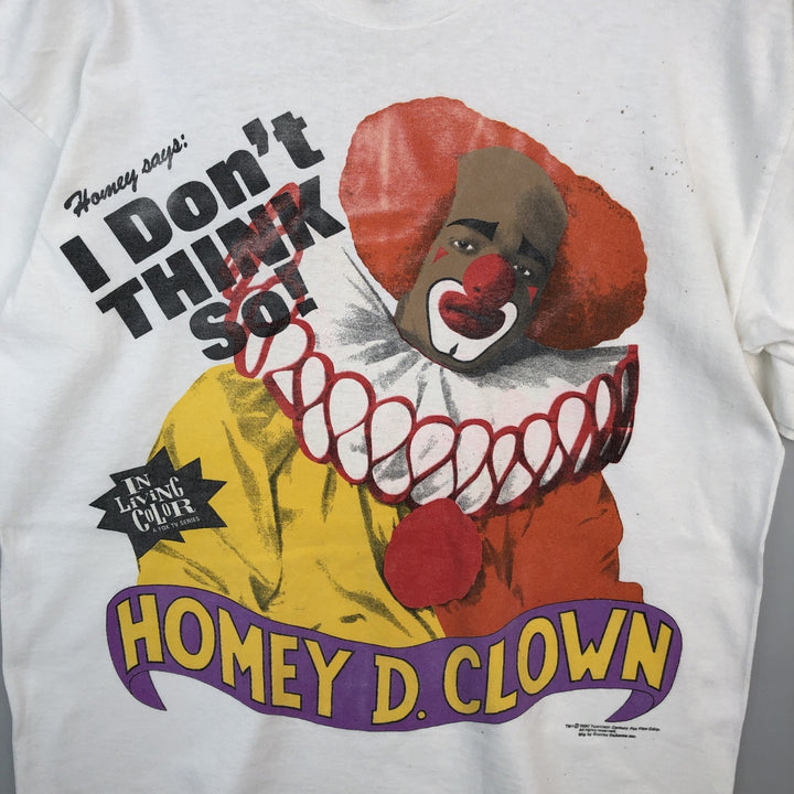 90'S In Living Color Homey D. Clown Print T-Shirt, Men's Size S (Equivalent), Vintage unclear white type Vintage Second Hand