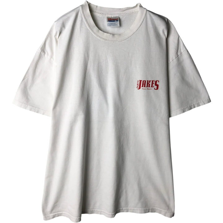 Hanes COMFORT-T Durty Jakes Cafe and Bar Advertising T-Shirt, Men's XL (approx.) cotton white type Vintage Second Hand