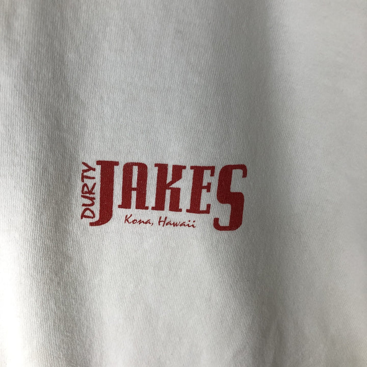 Hanes COMFORT-T Durty Jakes Cafe and Bar Advertising T-Shirt, Men's XL (approx.) cotton white type Vintage Second Hand