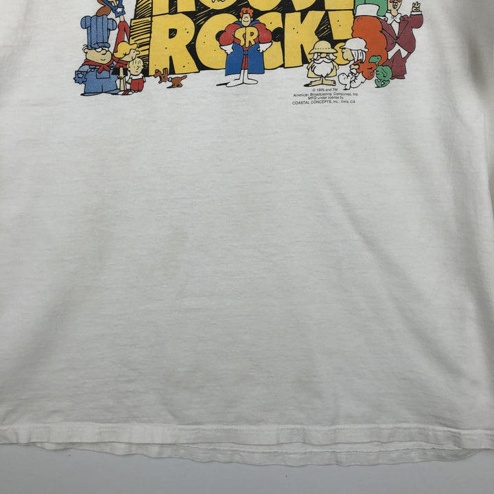 90'S Jerzees Schoolhouse Rock! Character Print T-Shirt, Made in USA, Men's XL equivalent, Vintage cotton white type Vintage Second Hand