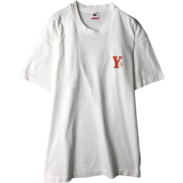 90'S Fruit of the Loom Advertising T-shirt, Made in USA, Men's L size, Vintage cotton white type Vintage Second Hand