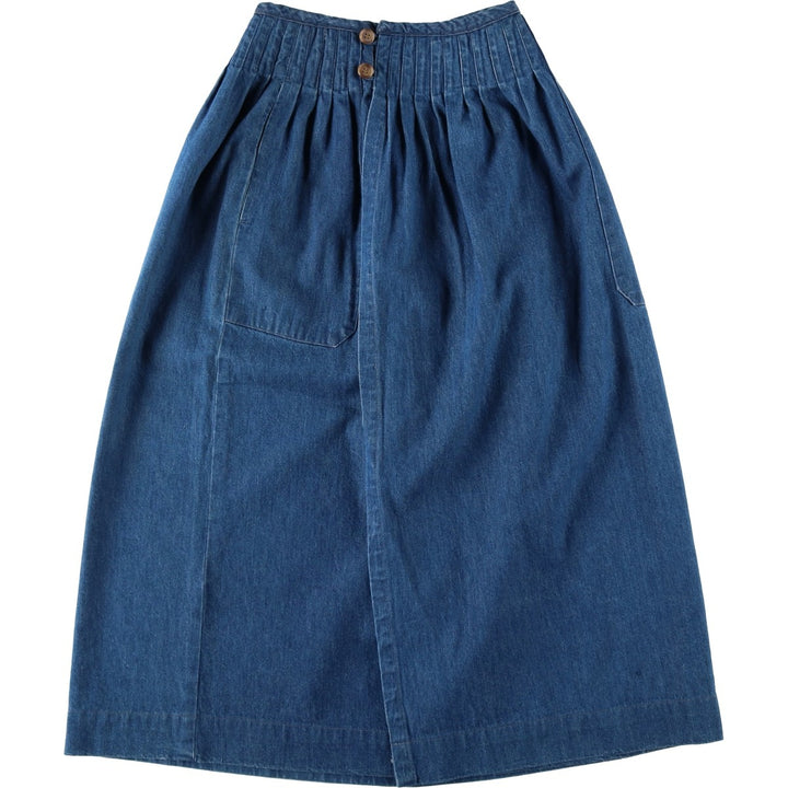 90s-era Ralph Lauren front-opening denim long wrap skirt, made in the USA, women's size S equivalent, vintage. cotton blue type Vintage Second Hand