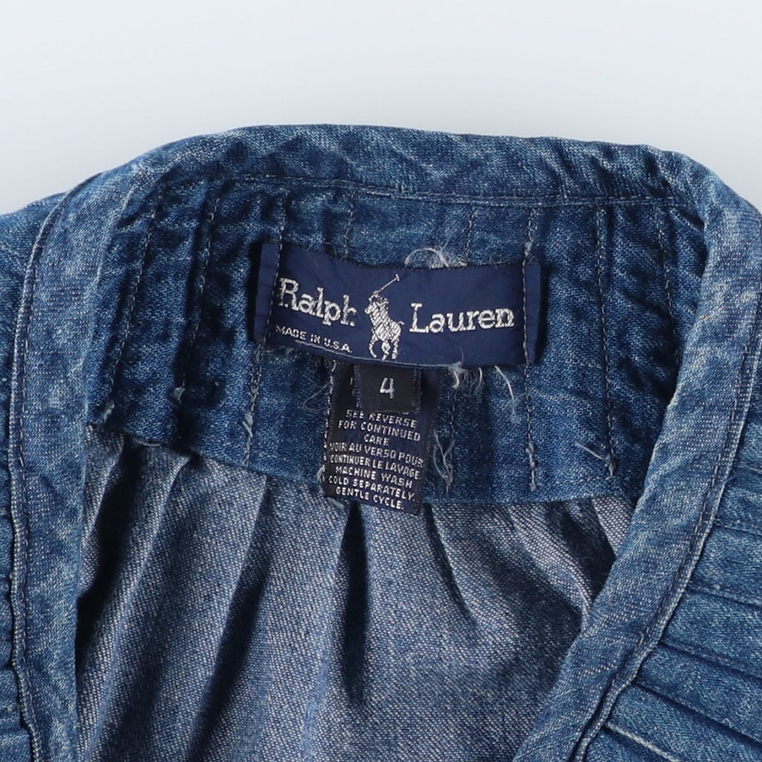 90s-era Ralph Lauren front-opening denim long wrap skirt, made in the USA, women's size S equivalent, vintage. cotton blue type Vintage Second Hand