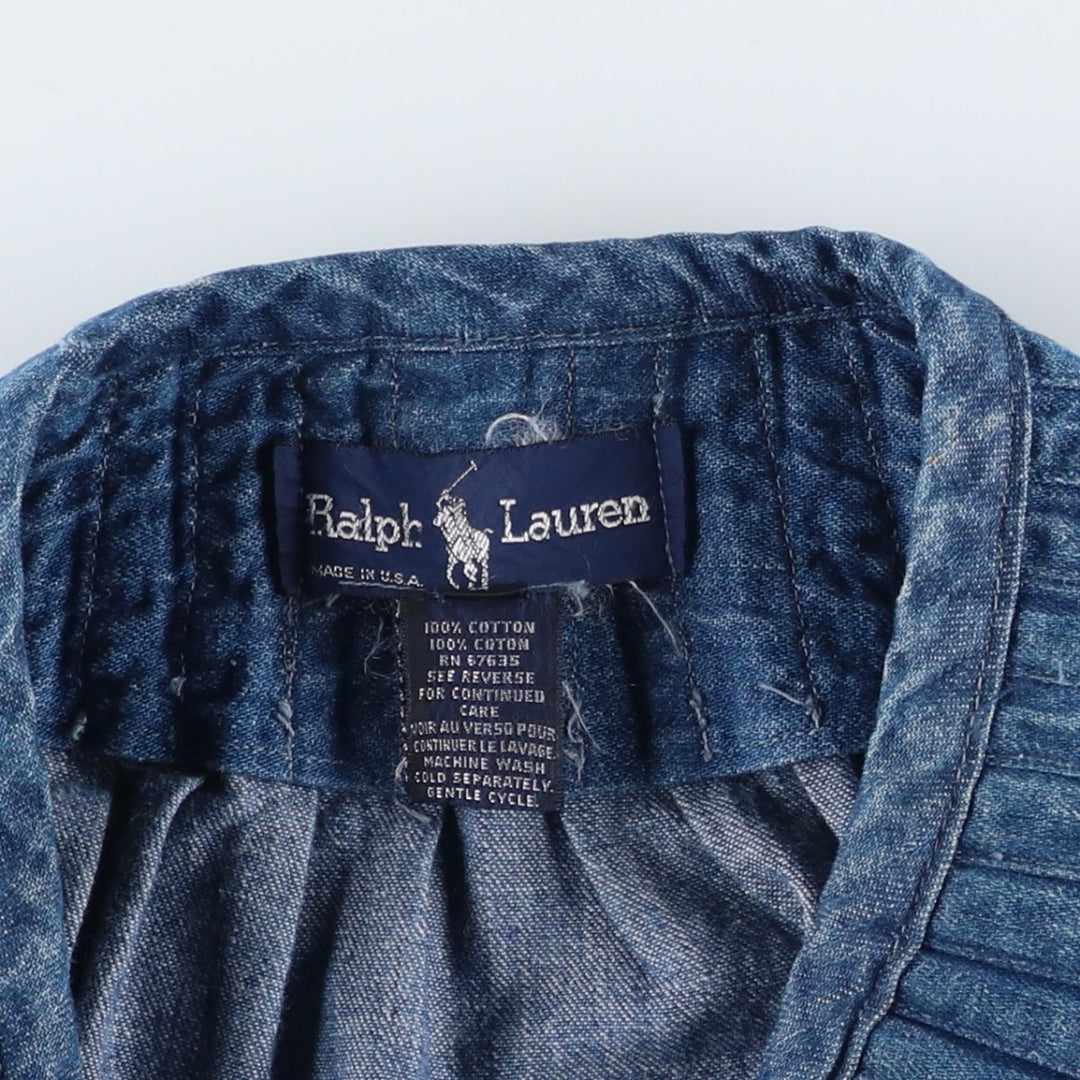 90s-era Ralph Lauren front-opening denim long wrap skirt, made in the USA, women's size S equivalent, vintage. cotton blue type Vintage Second Hand