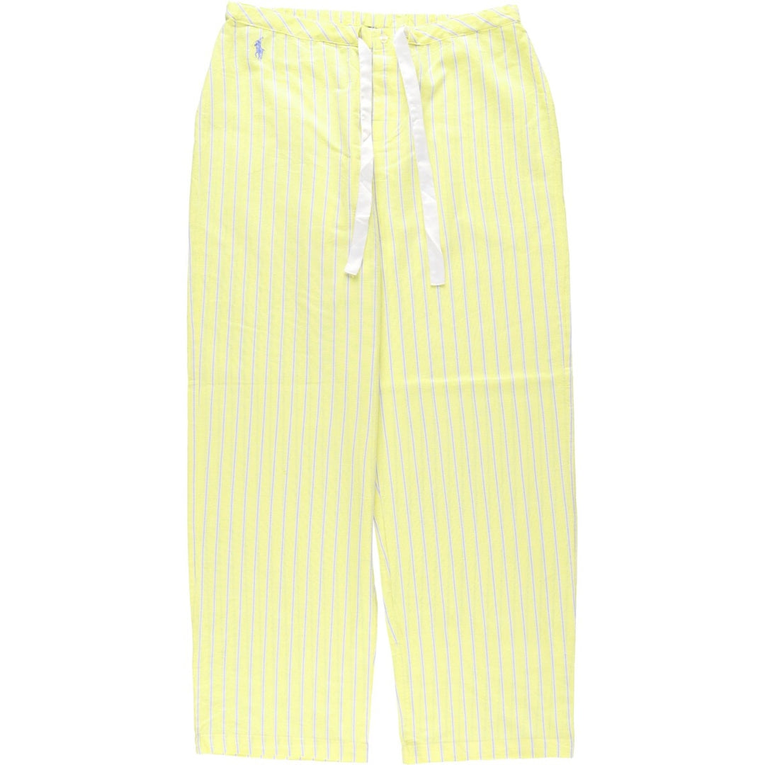 Ralph Lauren Striped Pattern Pajama Pants, Easy Pants, Women's Size L (approx.) cotton yellow type Vintage Second Hand
