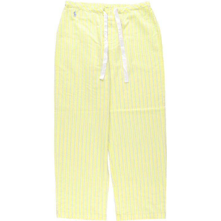 Ralph Lauren Striped Pattern Pajama Pants, Easy Pants, Women's Size L (approx.) cotton yellow type Vintage Second Hand