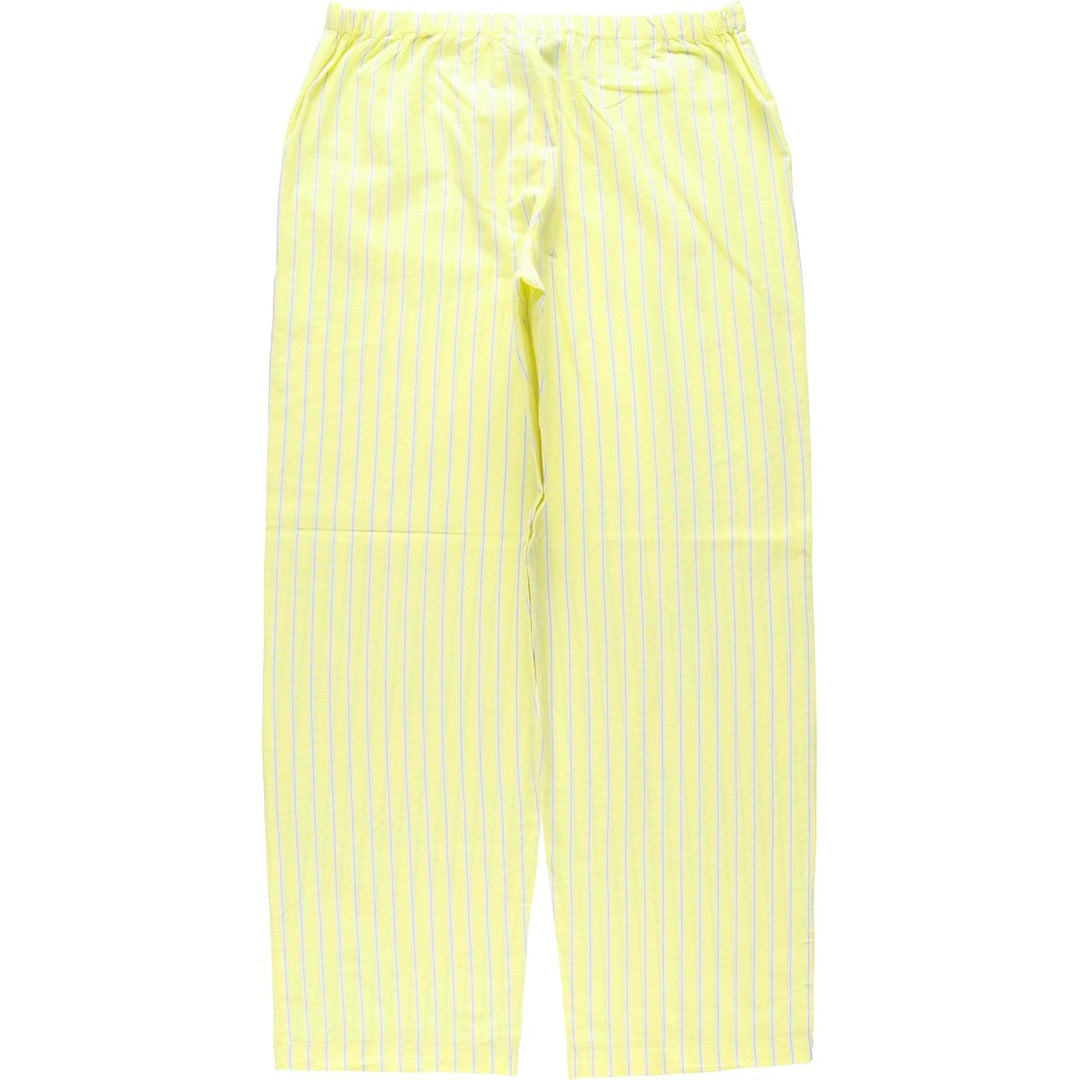 Ralph Lauren Striped Pattern Pajama Pants, Easy Pants, Women's Size L (approx.) cotton yellow type Vintage Second Hand