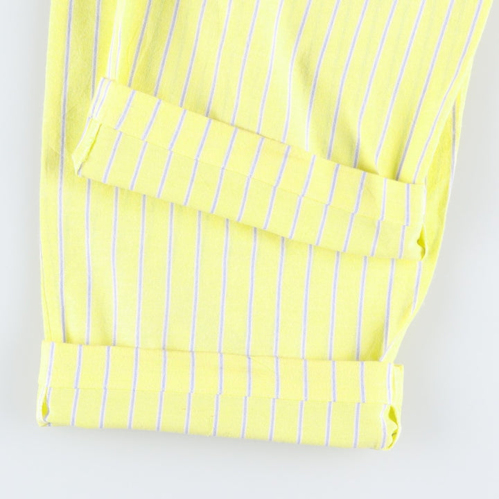 Ralph Lauren Striped Pattern Pajama Pants, Easy Pants, Women's Size L (approx.) cotton yellow type Vintage Second Hand