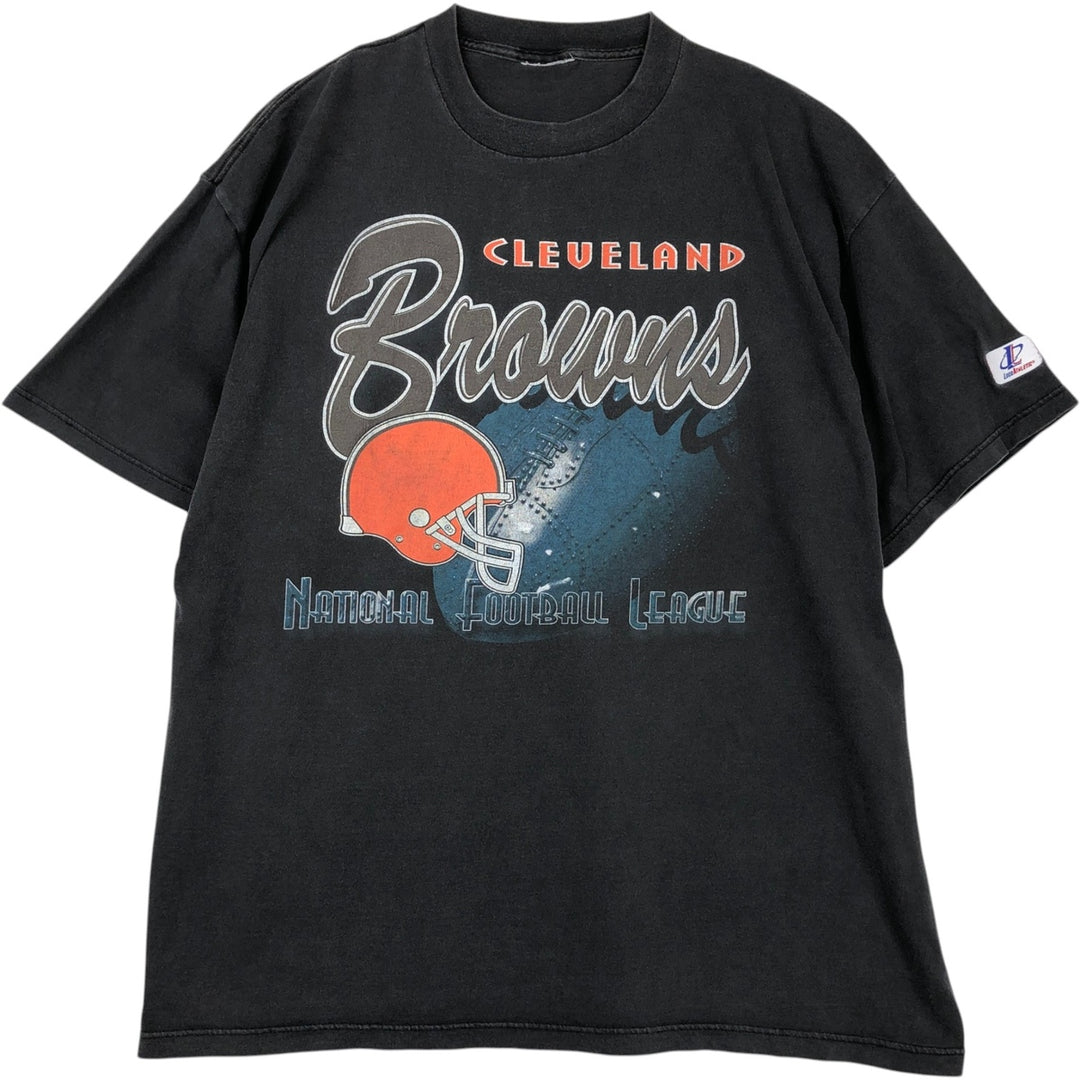 Logo Athletic NFL Cleveland Browns sports print T-shirt, men's size XL (approx.) unclear black type Vintage Second Hand