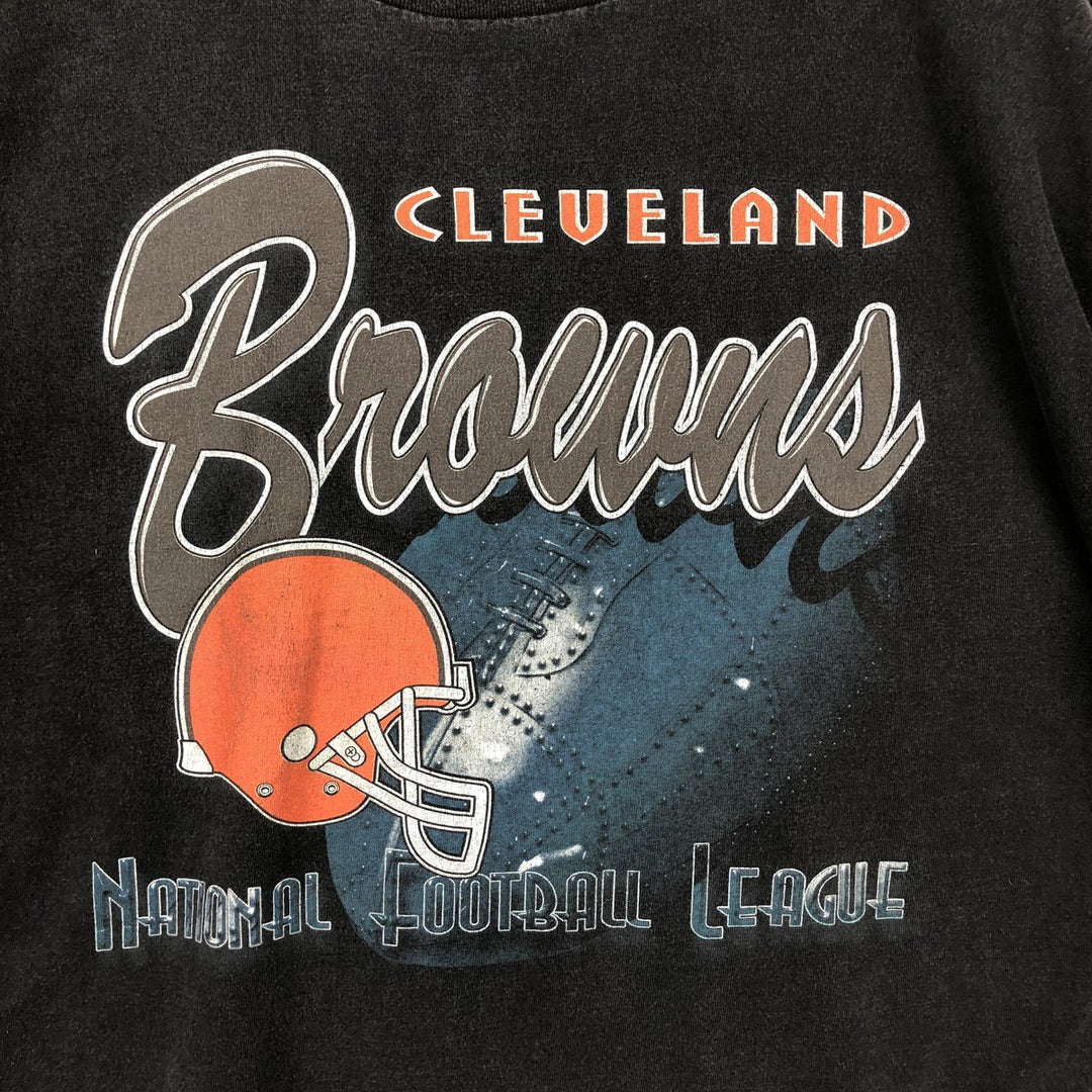 Logo Athletic NFL Cleveland Browns sports print T-shirt, men's size XL (approx.) unclear black type Vintage Second Hand