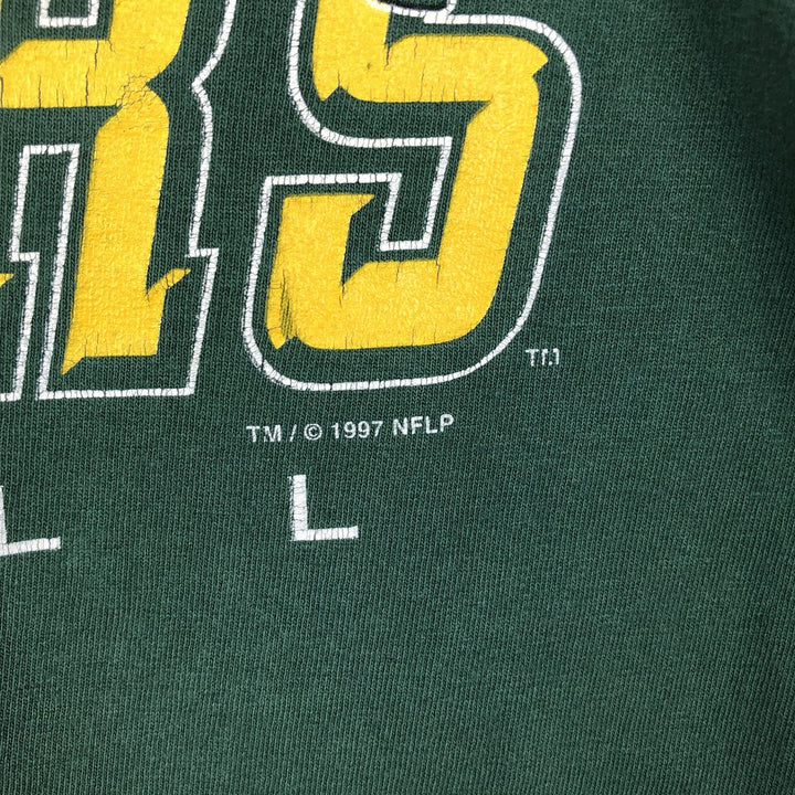 90'S Riddell NFL Green Bay Packers sports print t-shirt, men's size M (approx.), vintage. unclear green type Vintage Second Hand