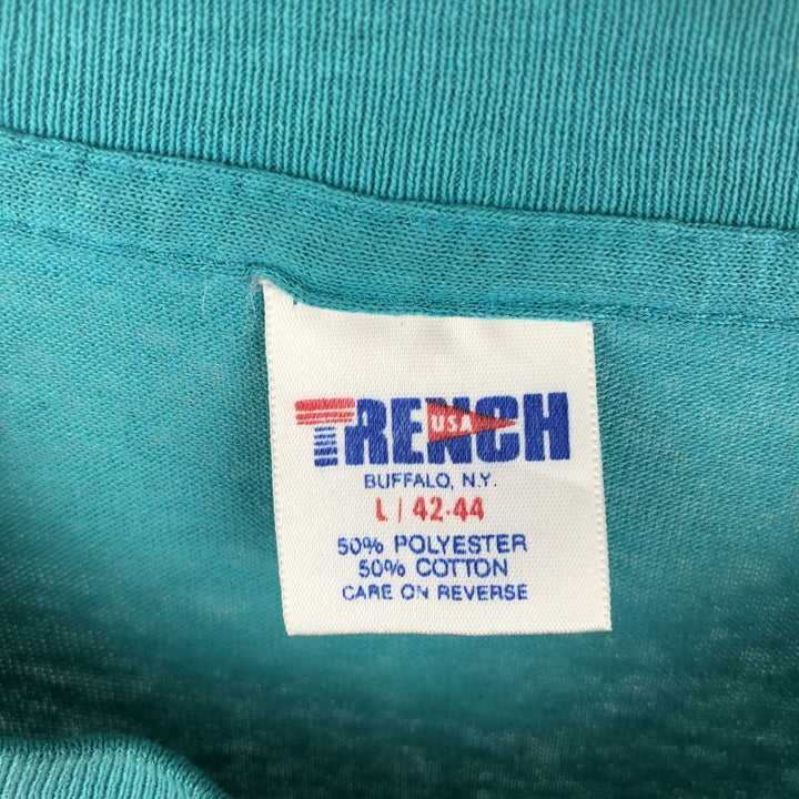 90'S TRENCH NFL MIAMI DOLPHINS Miami Dolphins Sports Print T-Shirt, Made in USA, Men's Size L (approx.), Vintage polyester Emerald green Vintage Second Hand