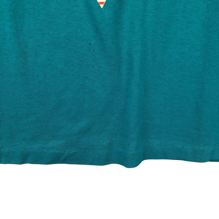 90'S TRENCH NFL MIAMI DOLPHINS Miami Dolphins Sports Print T-Shirt, Made in USA, Men's Size L (approx.), Vintage polyester Emerald green Vintage Second Hand