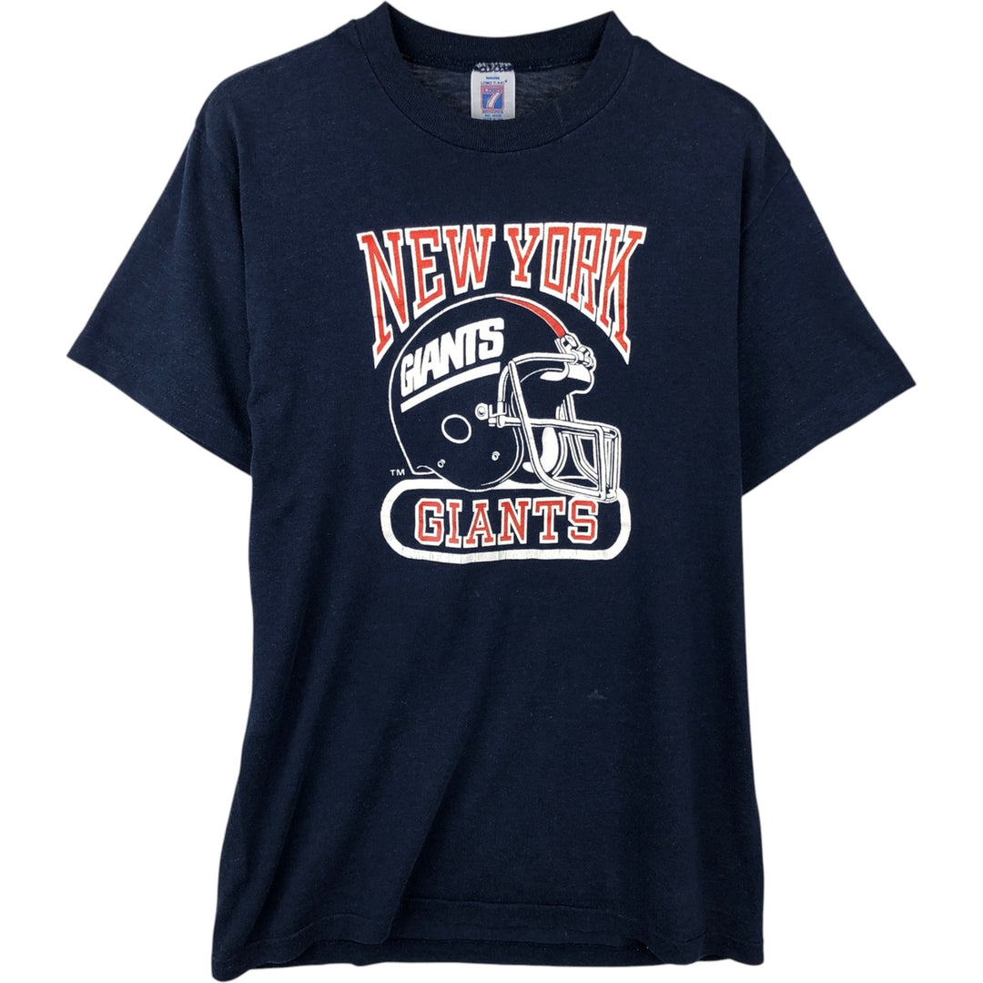 90'S Logo Seven NFL New York Giants Logo Print T-Shirt, Made in USA, Men's Size L (Equivalent), Vintage cotton navy blue type Vintage Second Hand